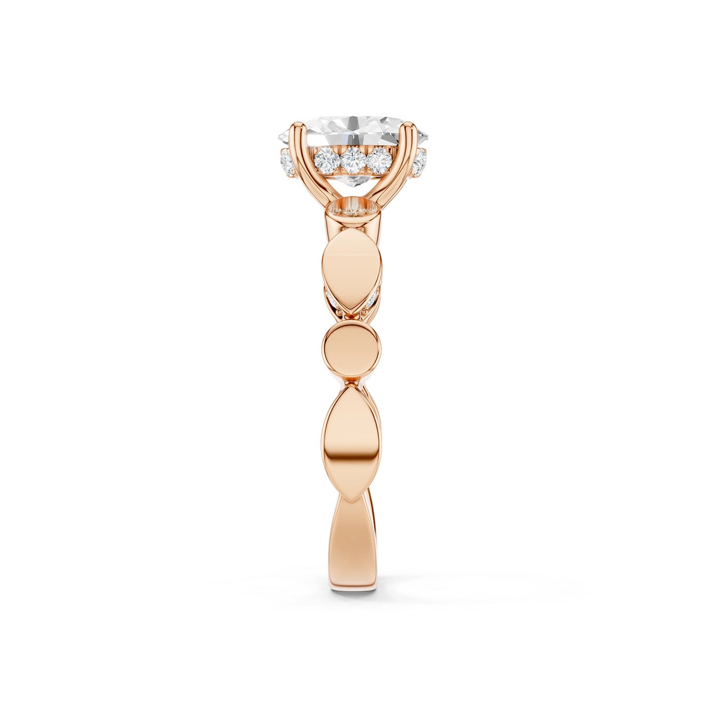 Oval Hidden Halo Accent Diamond Ring