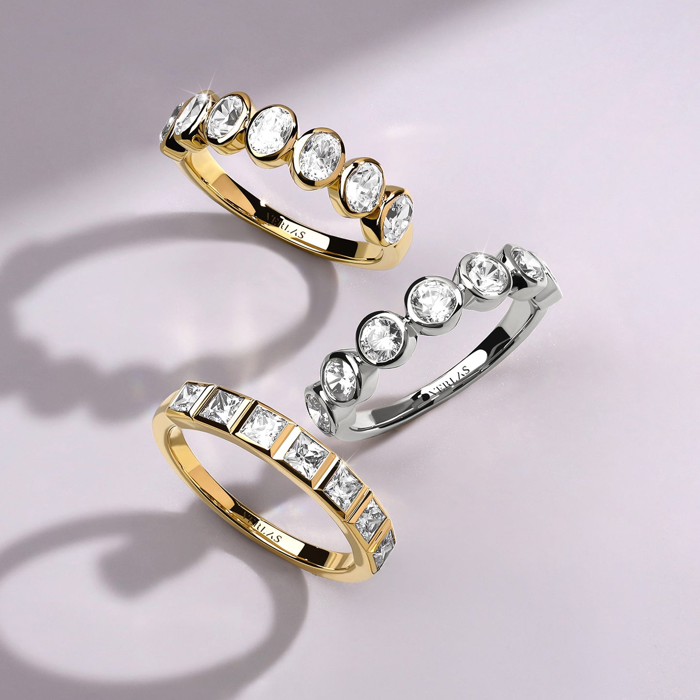 Round Bezel-Set Half-Eternity Diamond Band