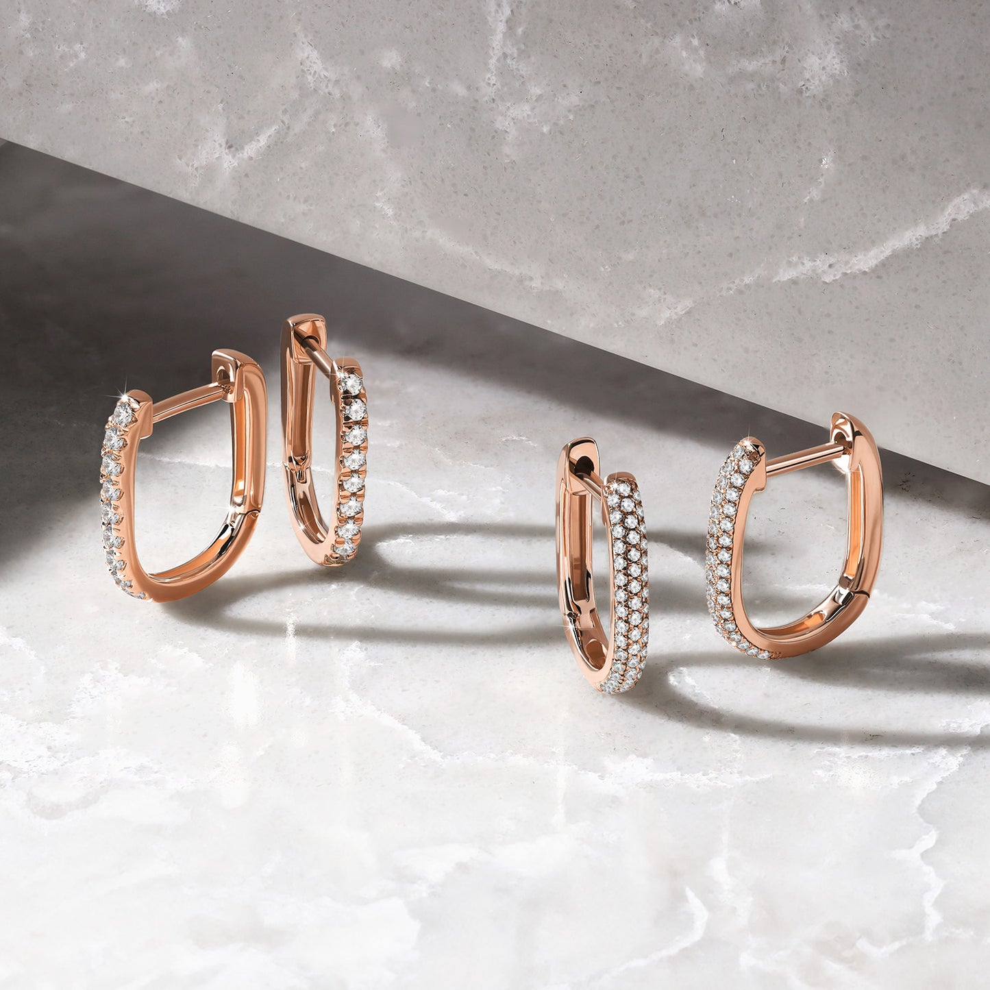 U Shape Diamond Huggie Hoops