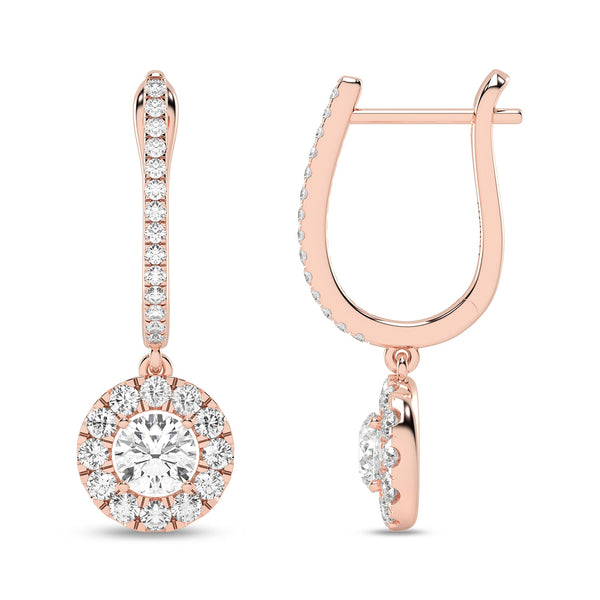 Round Halo Drop Earrings_Product Angle_7/8 Ct. -  1 