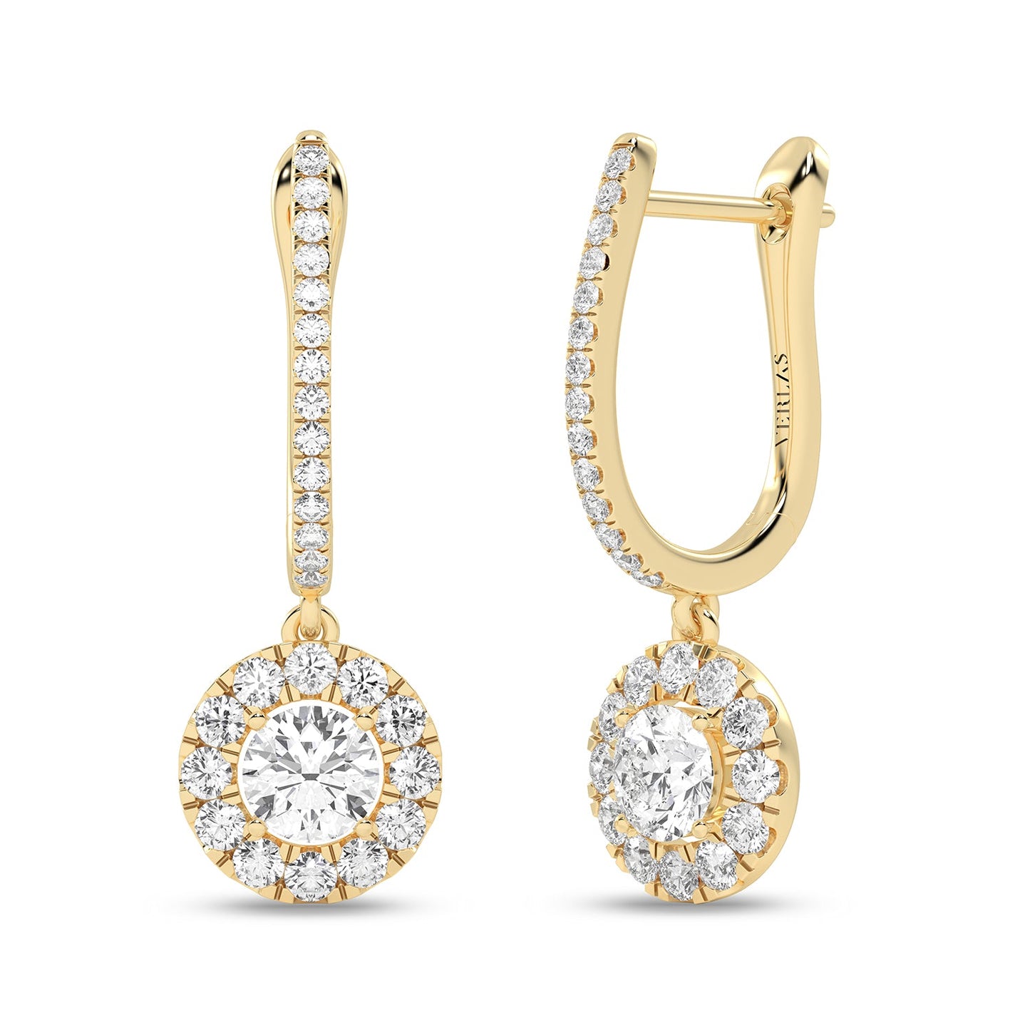 Round Halo Drop Earrings_Product Angle_7/8 Ct. -  2 