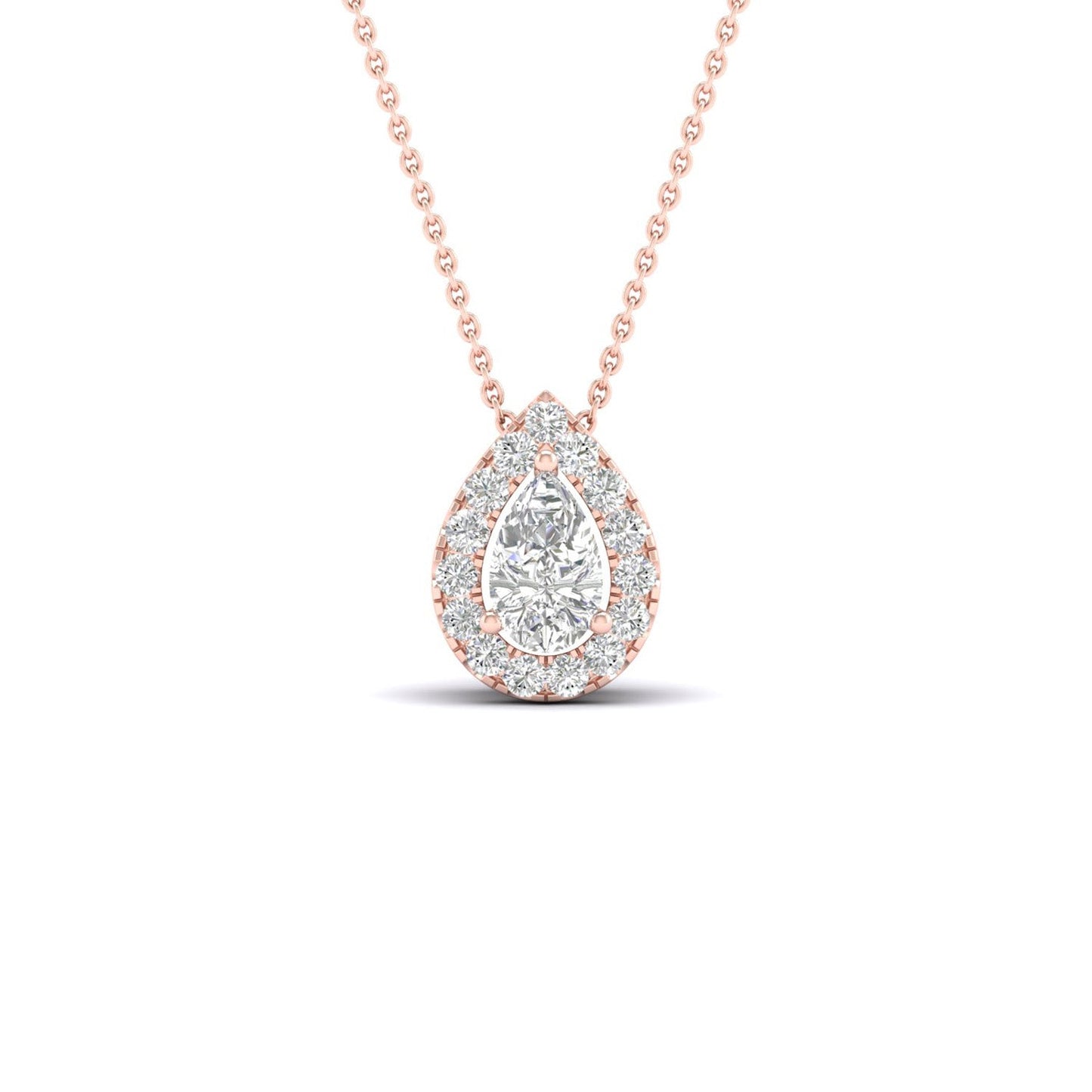 Petite Dewdrop Halo Necklace_Product angle_1/6 Ct. - 1