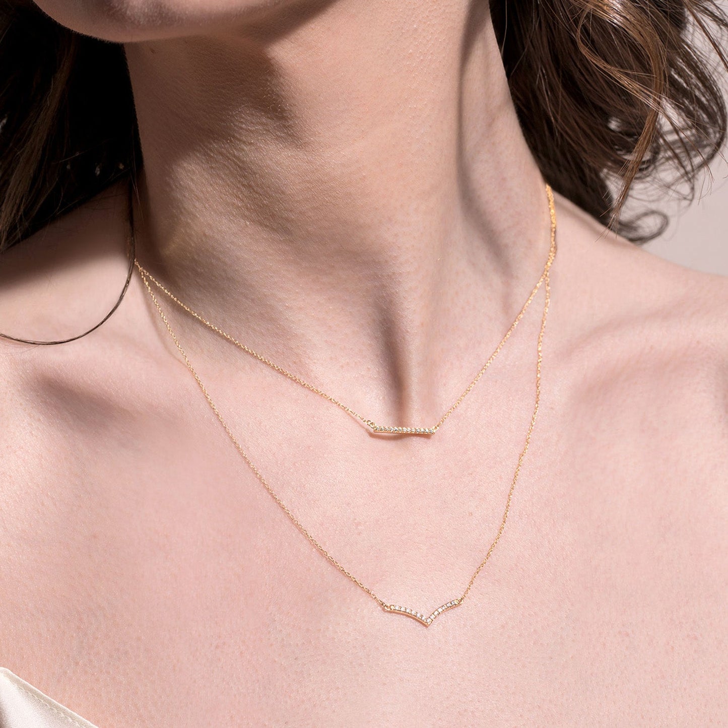 Ascending Chevron Necklace_Product Angle_Lifestyle Image