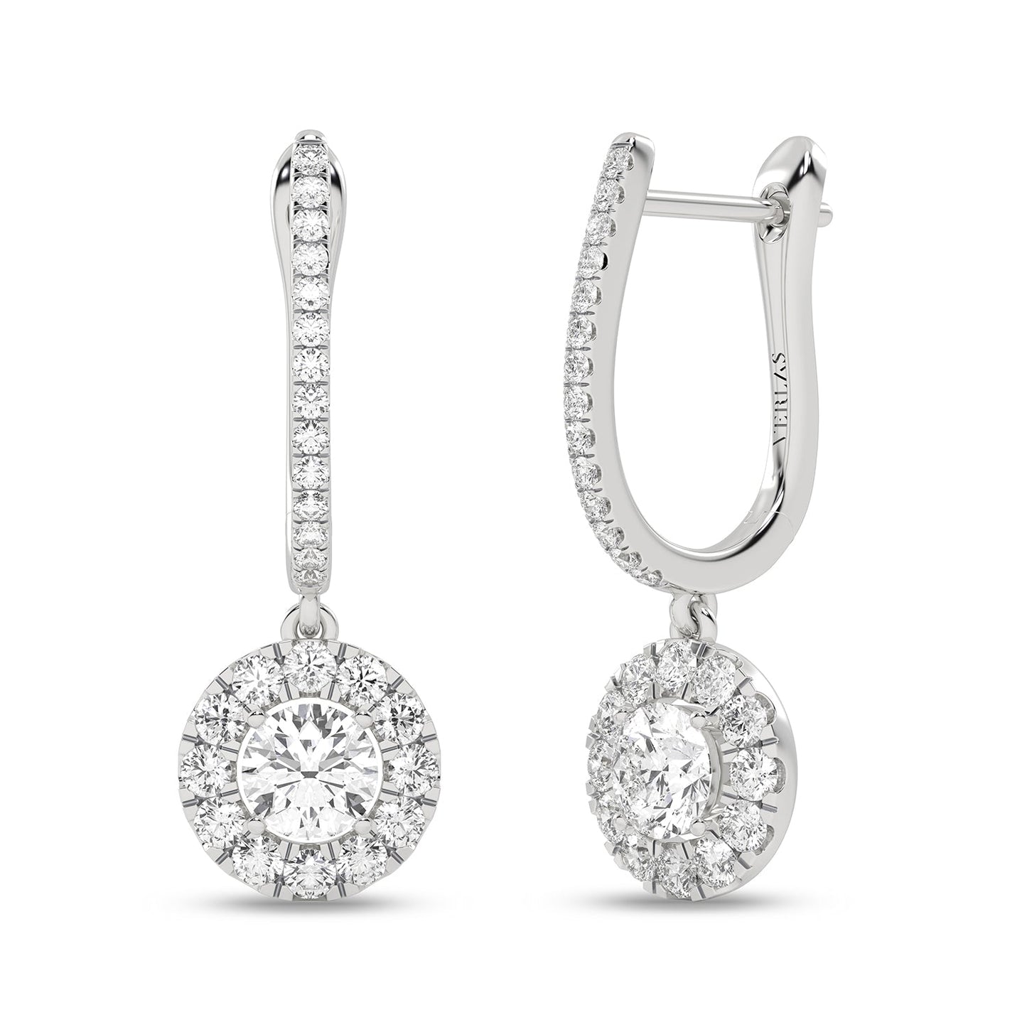 Round Halo Drop Earrings_Product Angle_7/8 Ct. -  2 