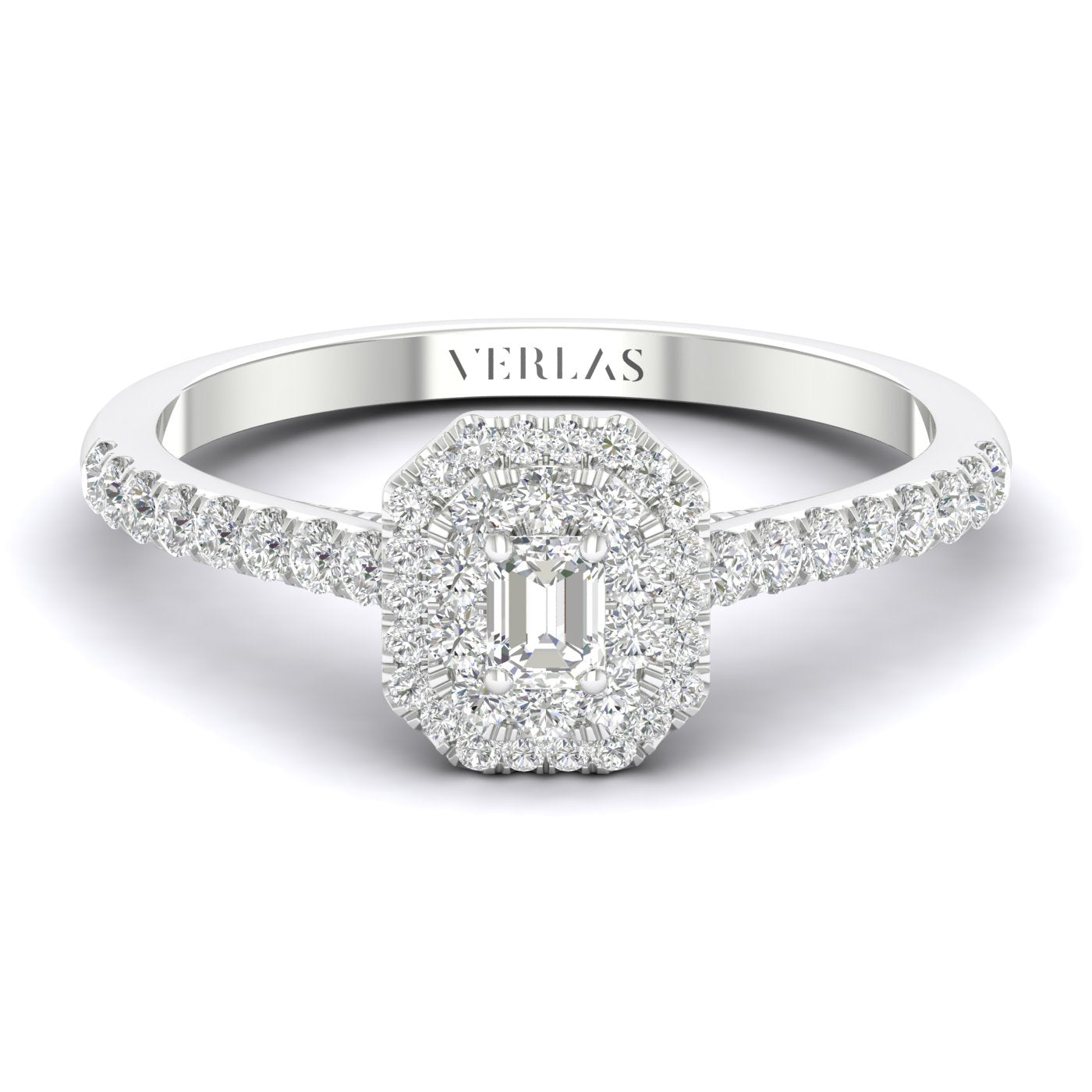 Quaint Signature Emerald Double Halo Ring_Product Angle_PCP Main Image