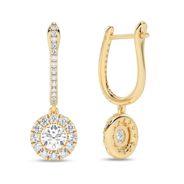 Round Halo Drop Earrings_Product Angle_7/8 Ct. -  3