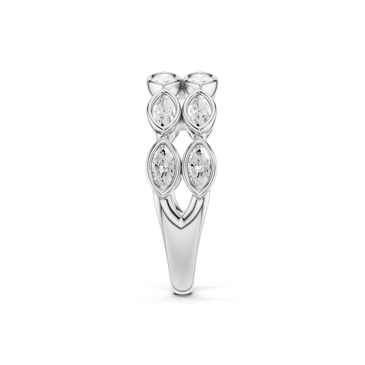 Two-Tier Marquise Bezel-Set Diamond Band