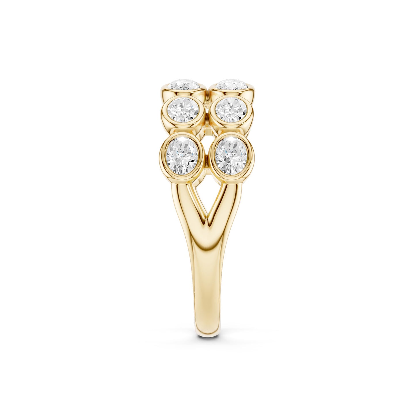 Two-Tier Oval Bezel-Set Diamond Band