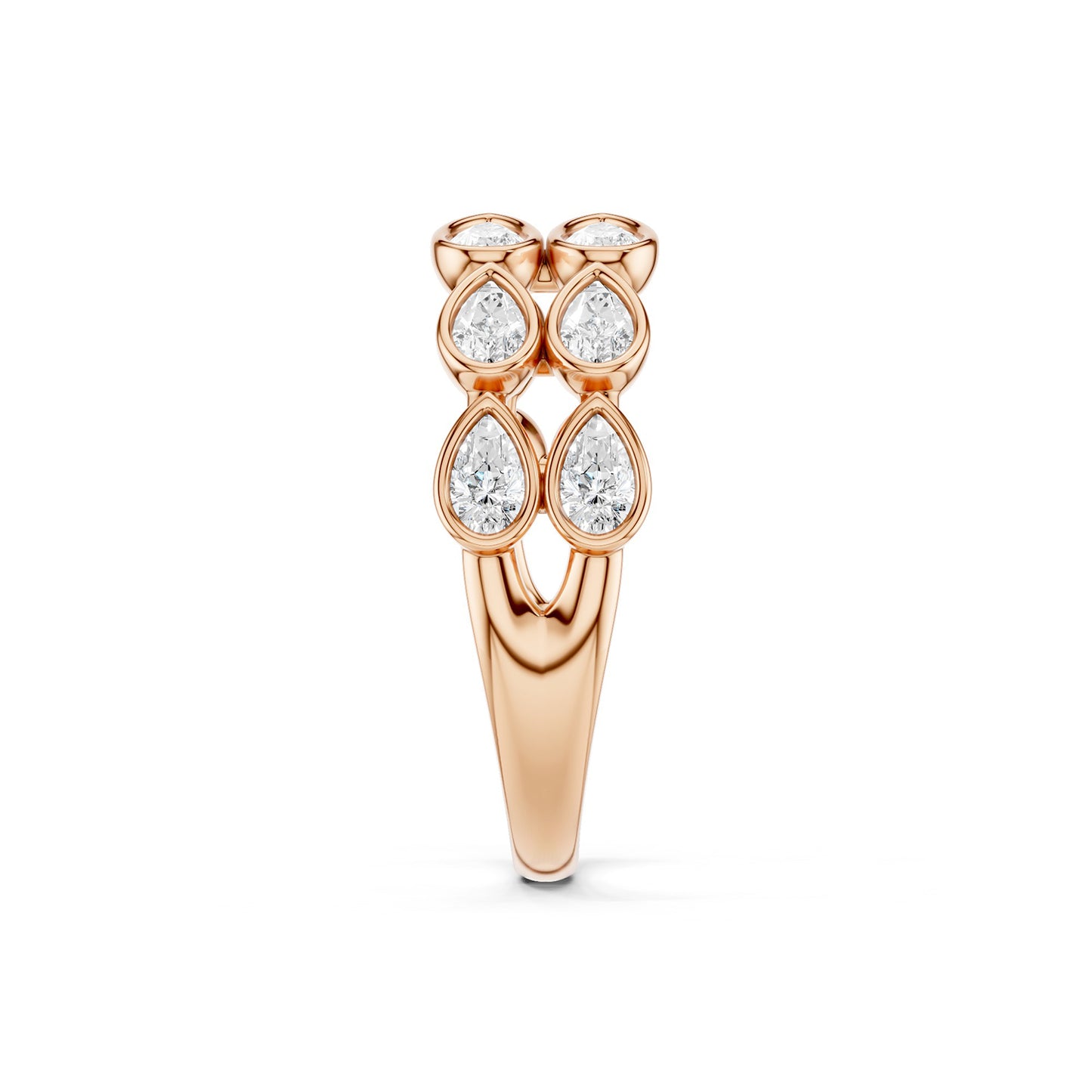 Two-Tier Pear Bezel-Set Diamond Band