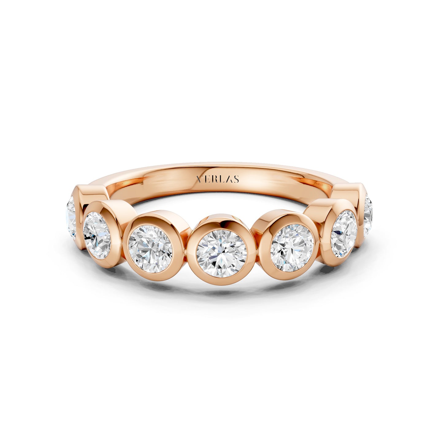 Round Bezel-Set Half-Eternity Diamond Band