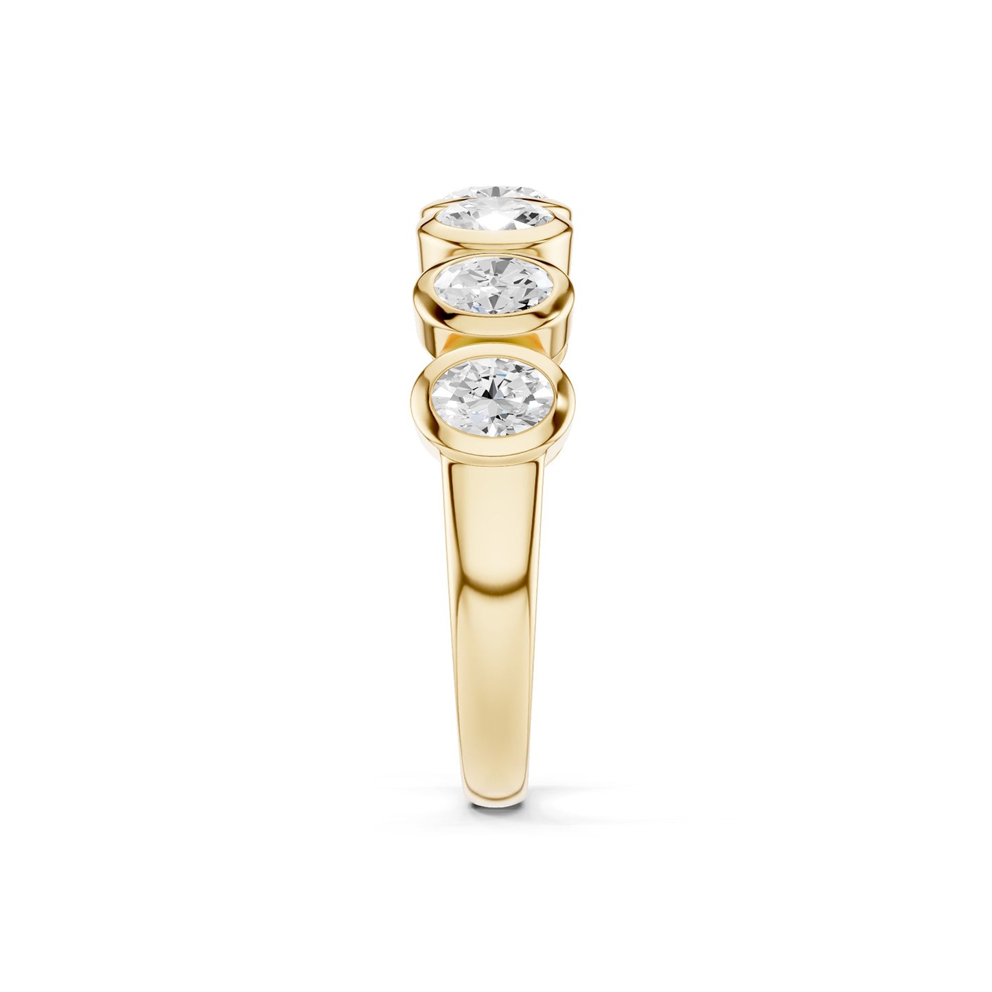 Oval Bezel-Set Half-Eternity Diamond Band