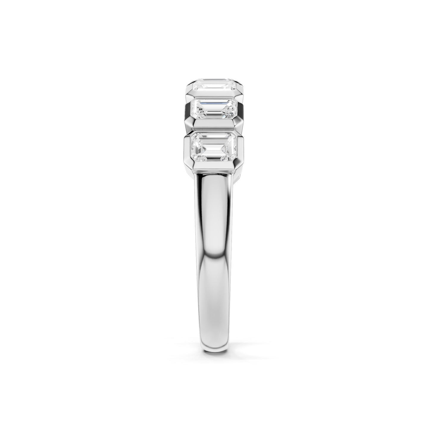 Emerald Bezel-Set Half-Eternity Diamond Band