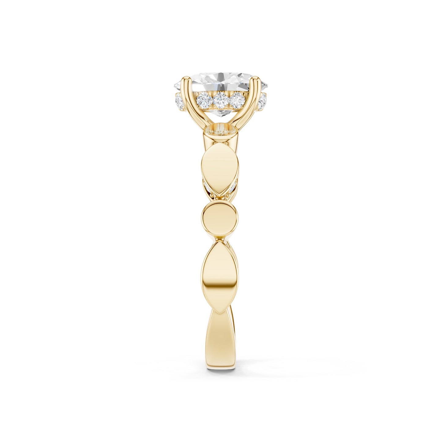 Oval Hidden Halo Accent Diamond Ring
