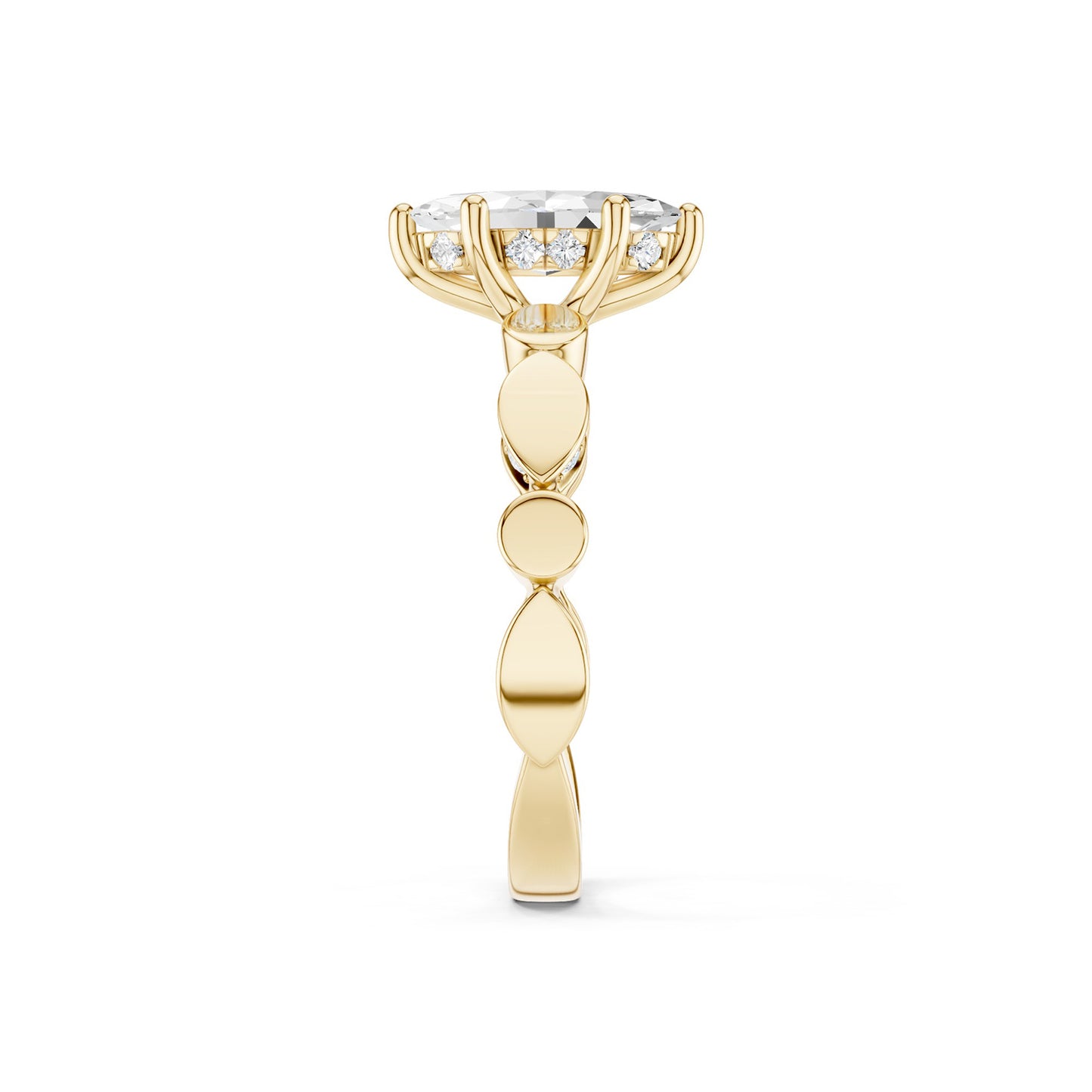Marquise Hidden Halo Accent Diamond Ring