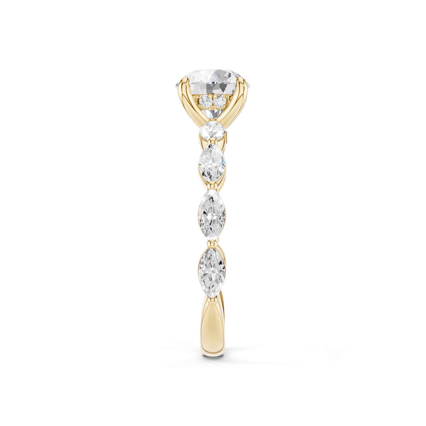 Round-Marquise Hidden Halo Diamond Ring