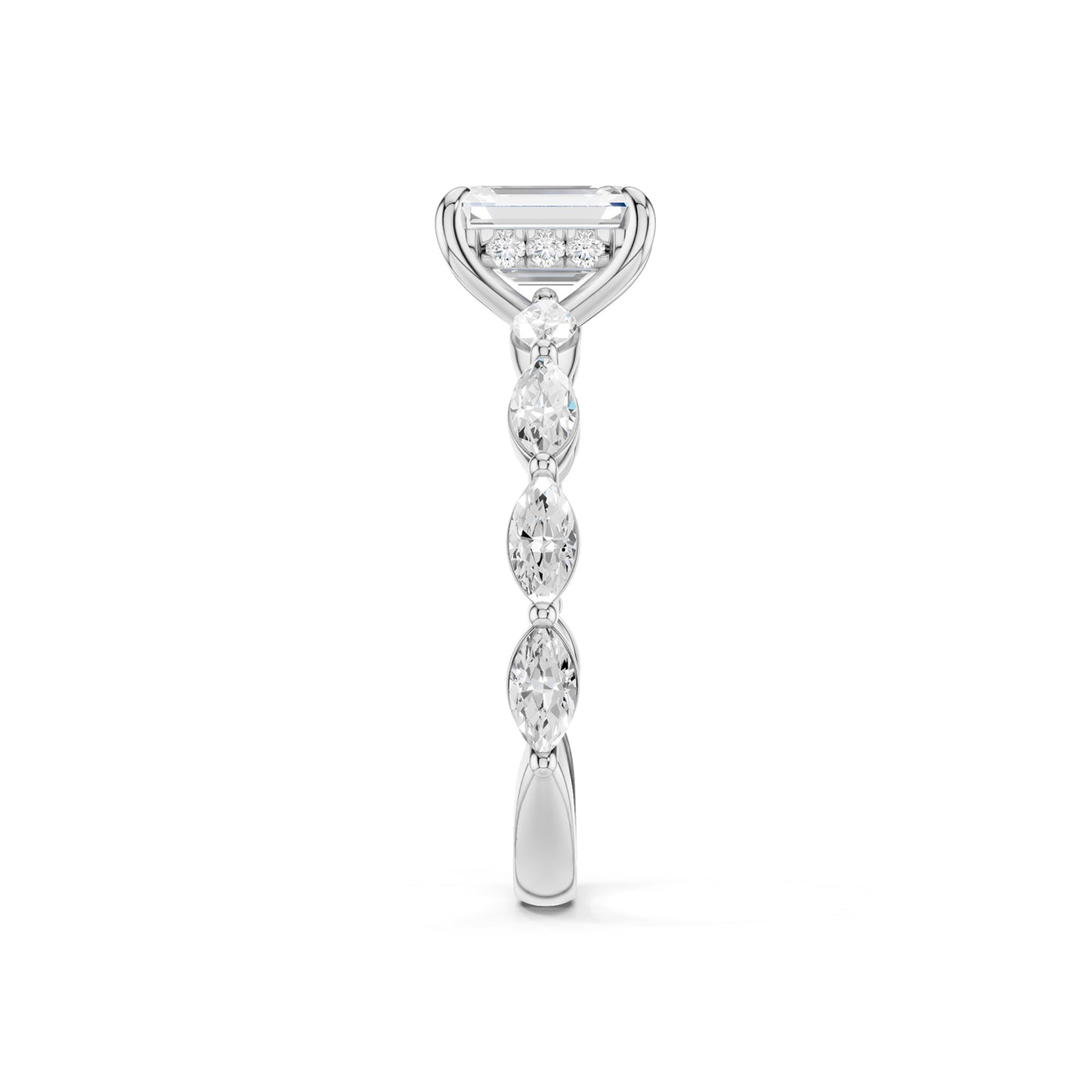 Emerald-Marquise Hidden Halo Diamond Ring