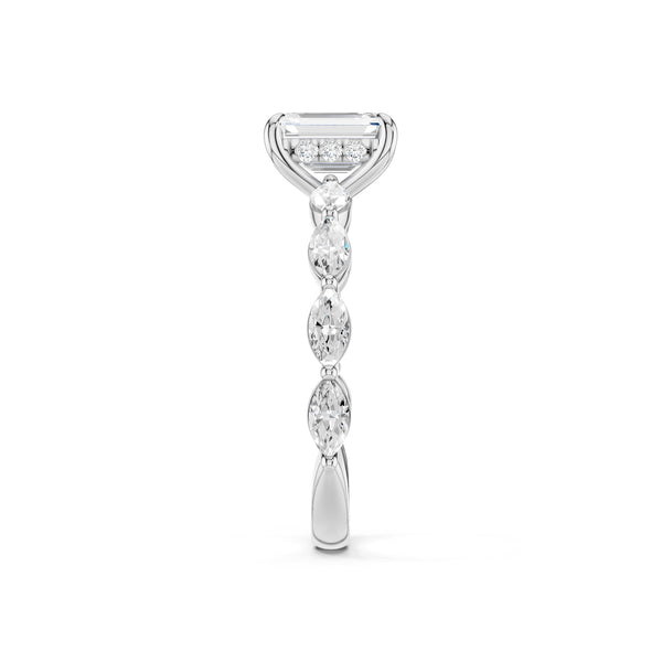 Emerald-Marquise Hidden Halo Diamond Ring