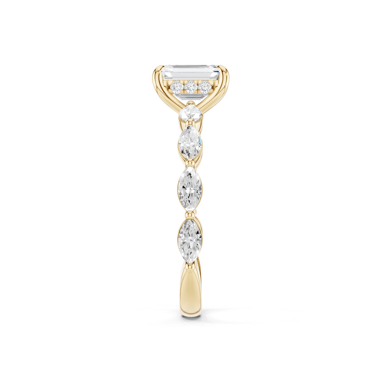 Emerald-Marquise Hidden Halo Diamond Ring