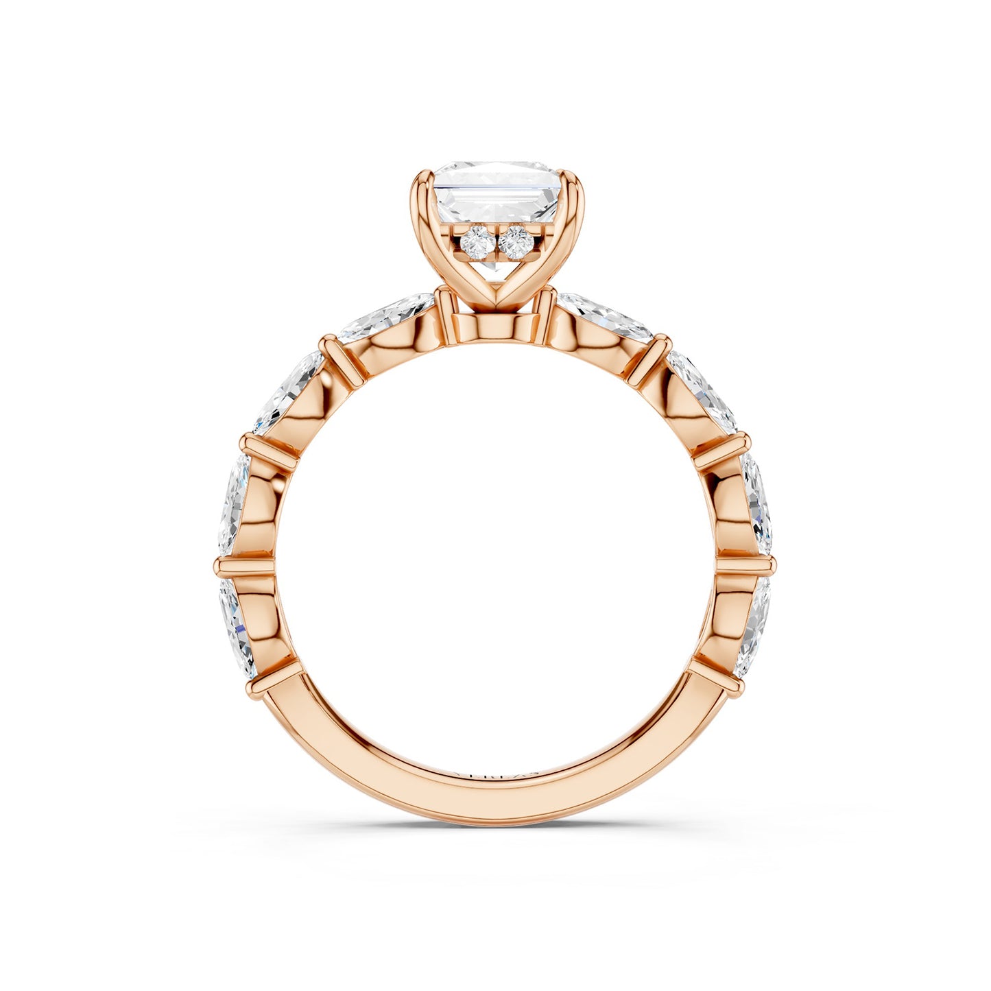 Princess-Marquise  Hidden Halo Diamond Ring