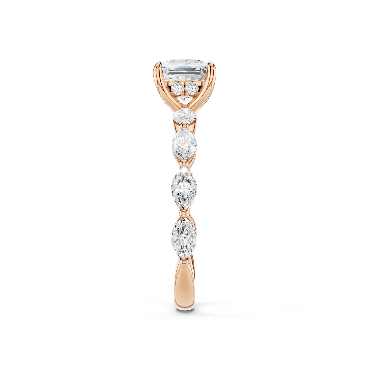 Princess-Marquise  Hidden Halo Diamond Ring