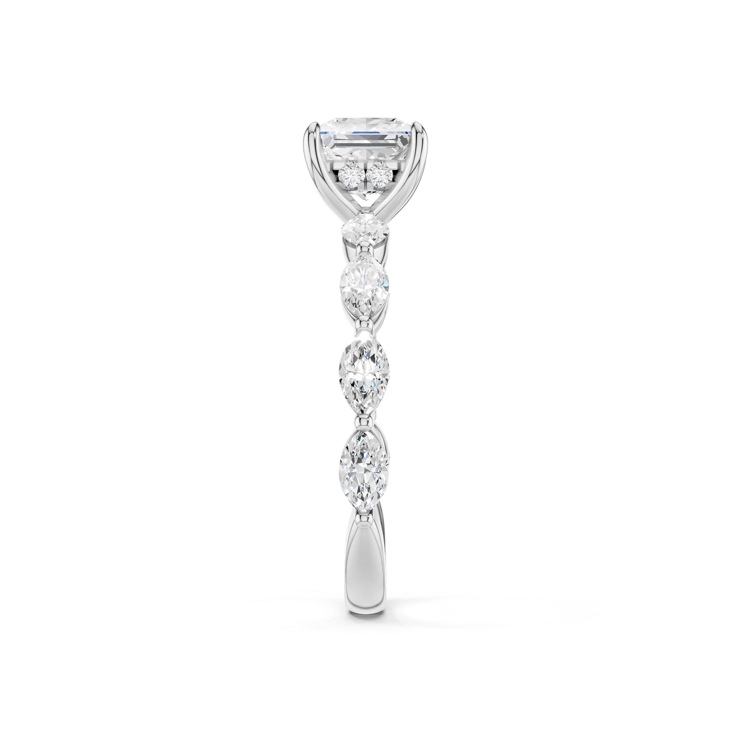 Princess-Marquise  Hidden Halo Diamond Ring
