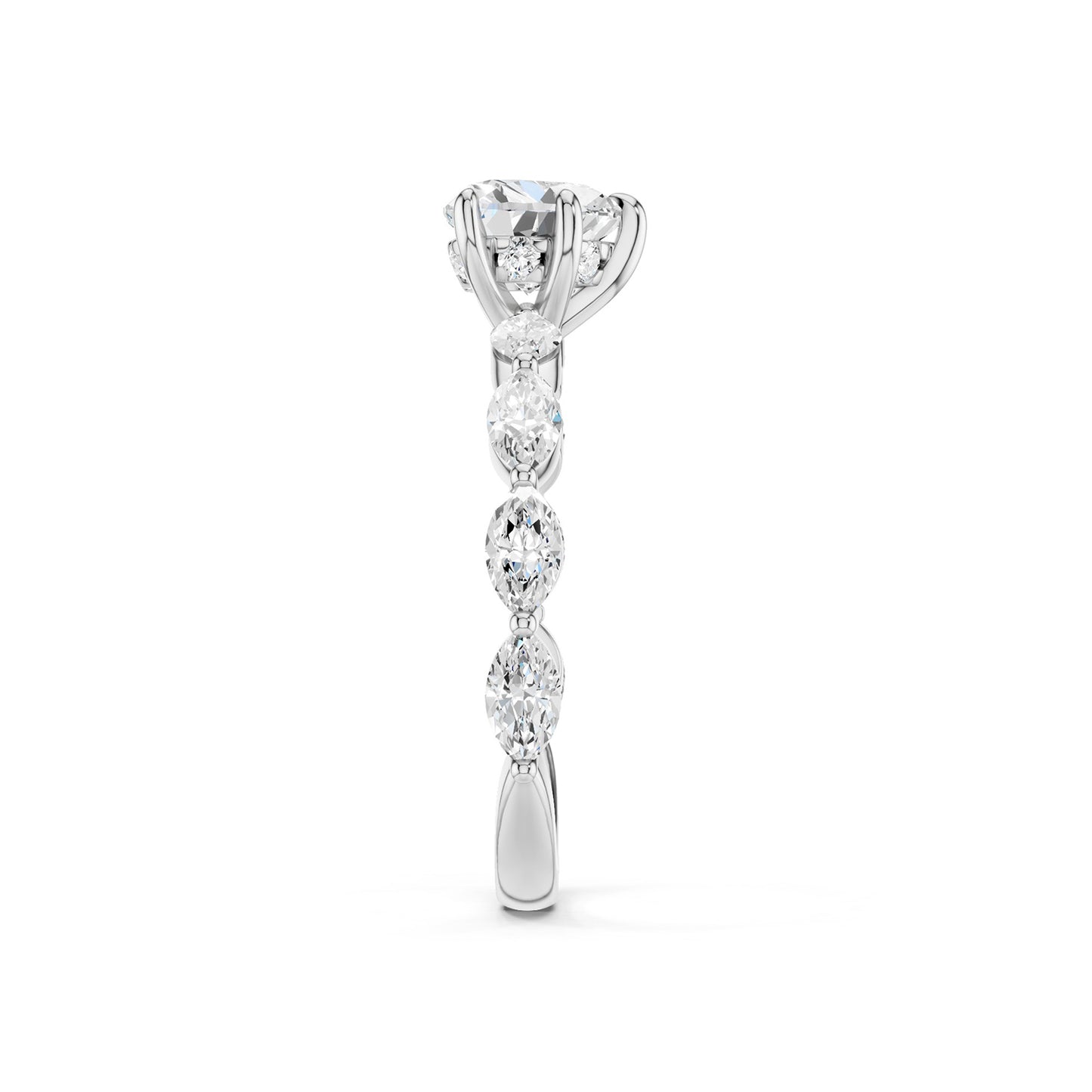 Heart-Marquise  Hidden Halo Diamond Ring