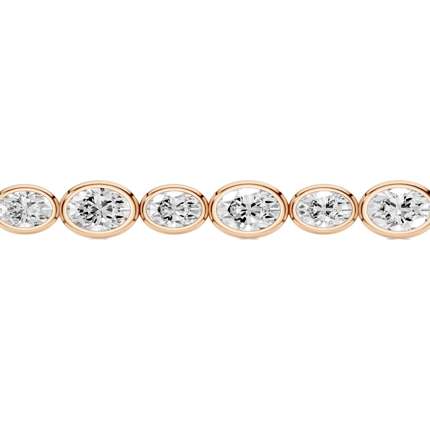Asymmetrical Bezel-set Oval Tennis Bracelet rose gold