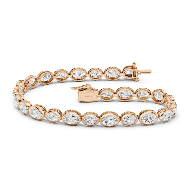Asymmetrical Bezel-set Oval Tennis Bracelet rose gold