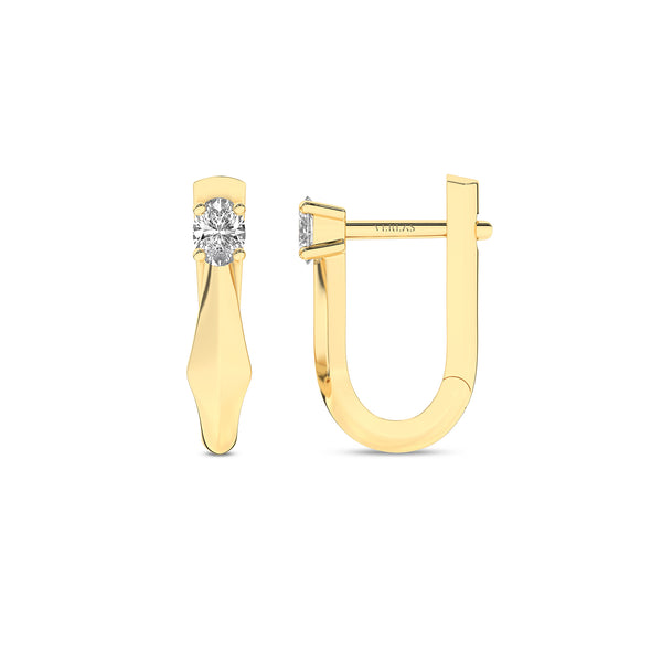 Oval Solitaire Huggie Hoops