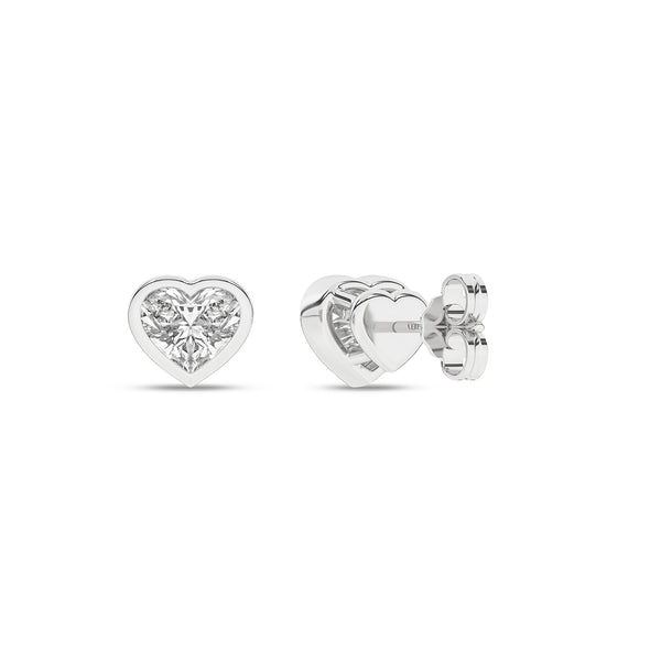 Bezel-Set Heart Studs