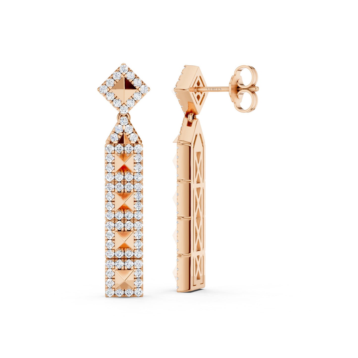Cascading Pyramid Geometric Drop Earrings