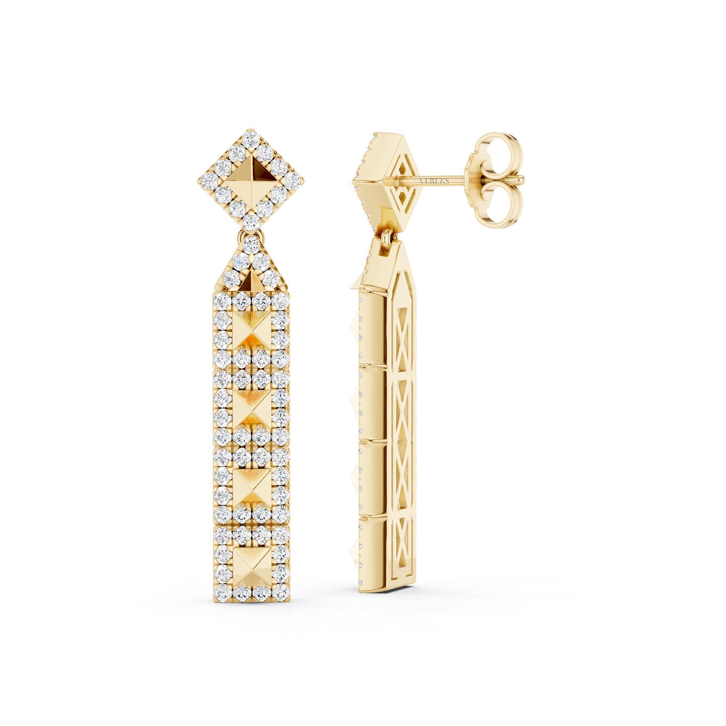 Cascading Pyramid Geometric Drop Earrings