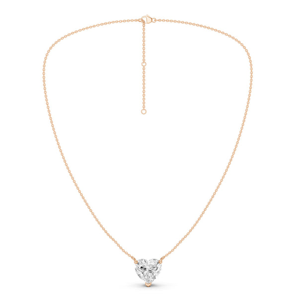 Heart Solitaire Pendant Necklace Large