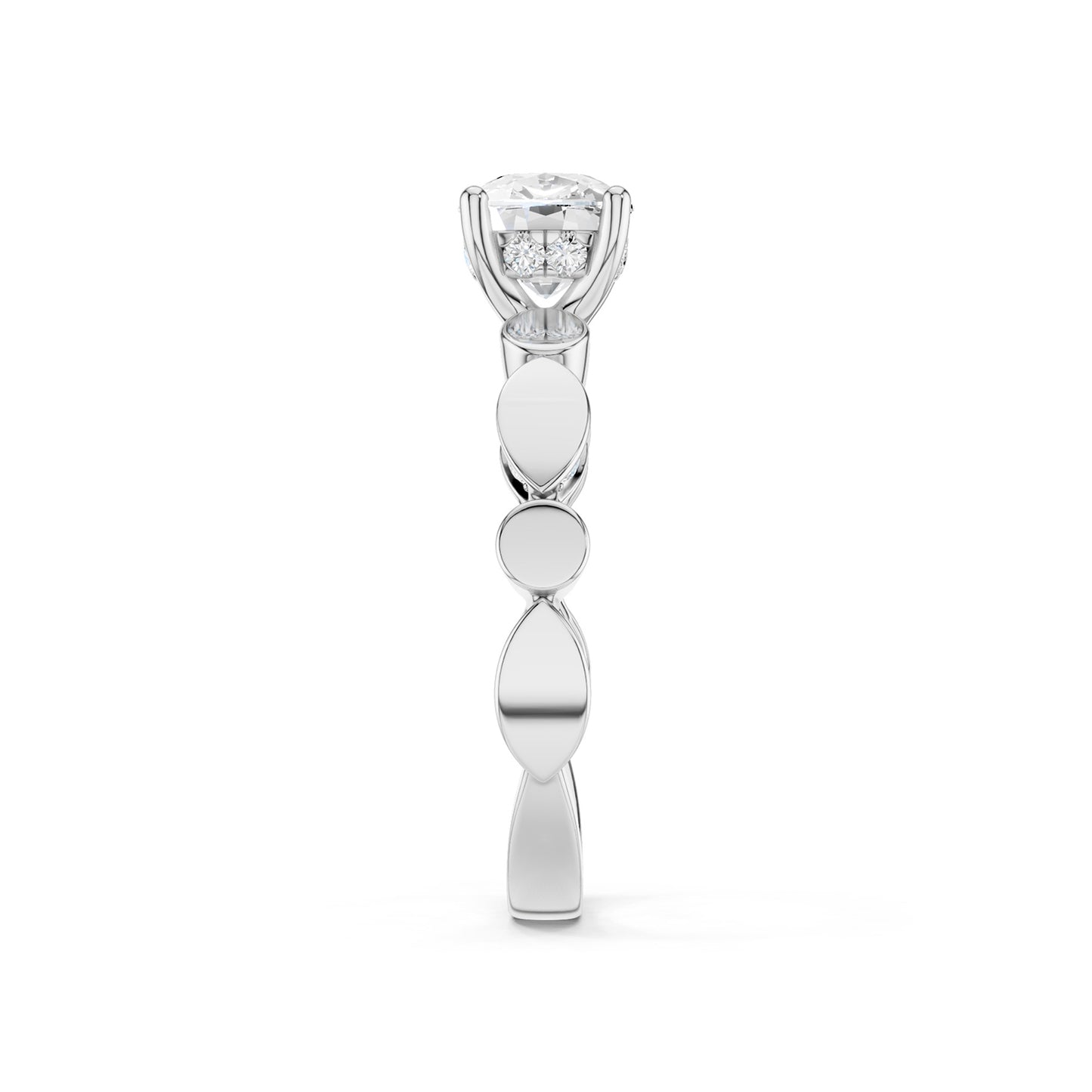 Cushion Hidden Halo Accent Diamond Ring