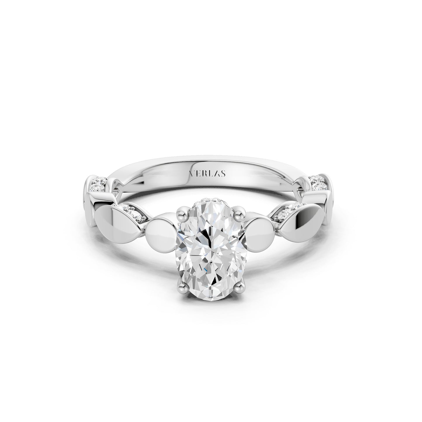 Oval Hidden Halo Accent Diamond Ring