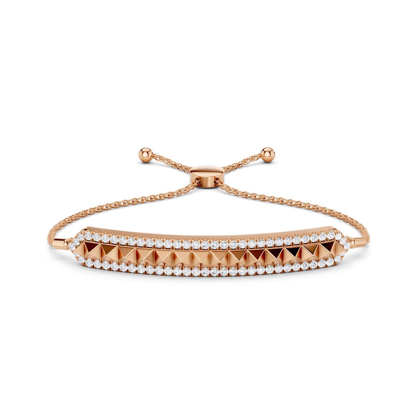 Pyramid Spiked Diamond Bolo Bracelet