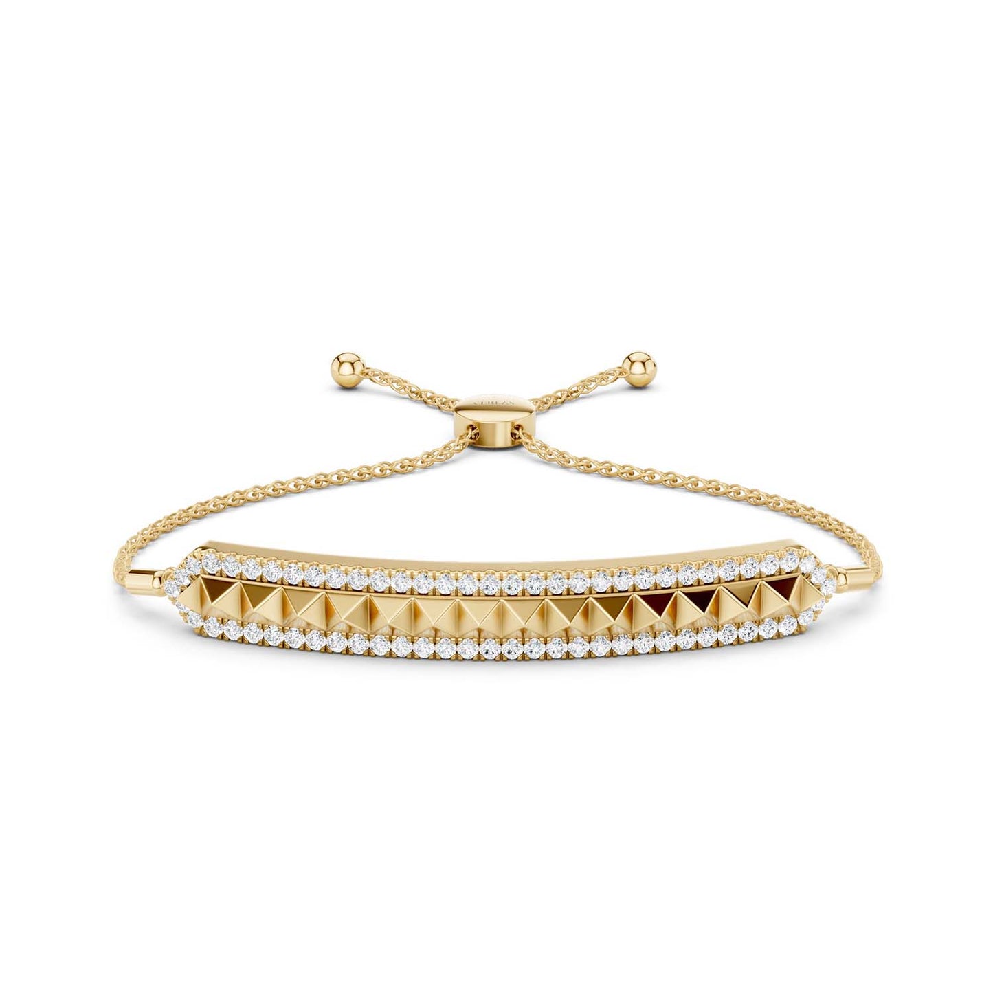 Pyramid Spiked Diamond Bolo Bracelet