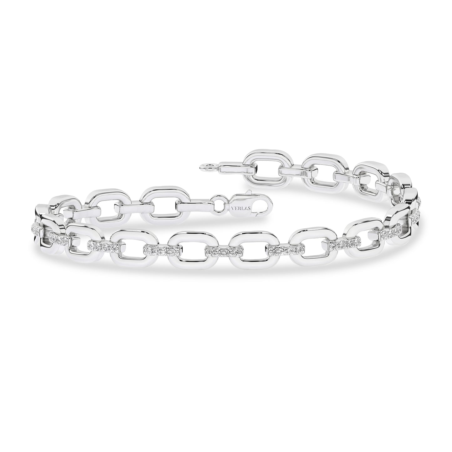 Together Forever Rectangular Diamond Links Bracelet