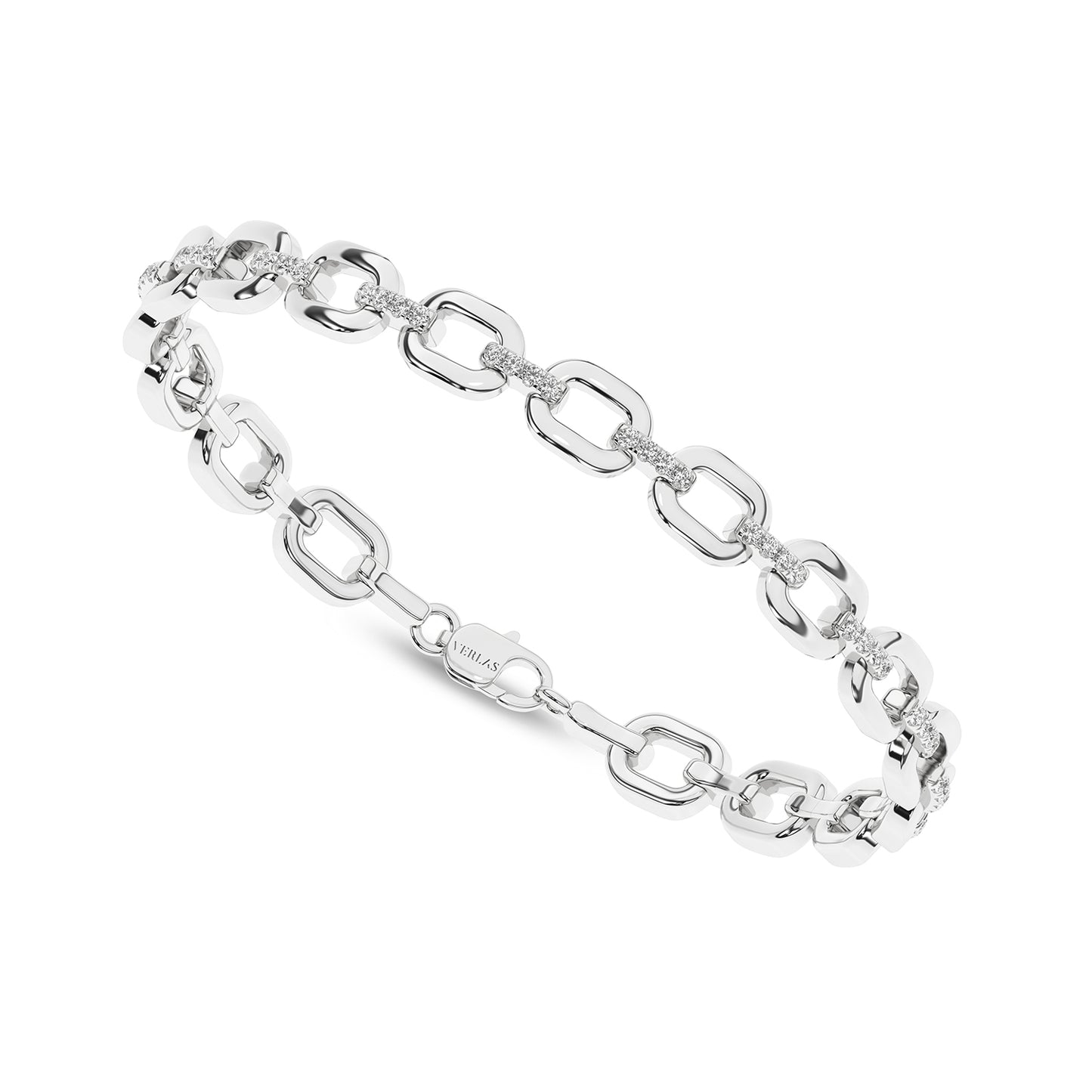 Together Forever Rectangular Diamond Links Bracelet