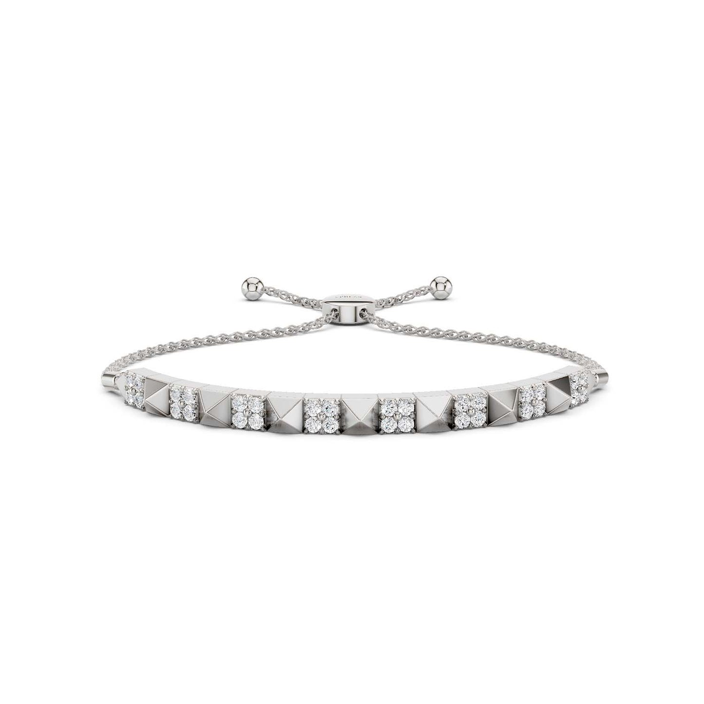 Pyramid Sequence Diamond Bolo Bracelet