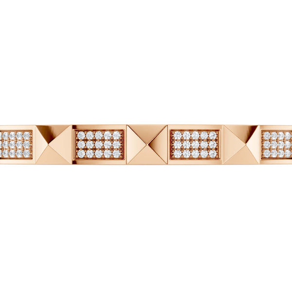 Pyramid 3-Diamond Rows Cuff Bracelet