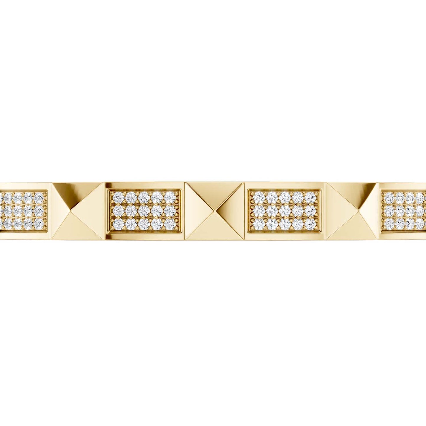 Pyramid 3-Diamond Rows Cuff Bracelet