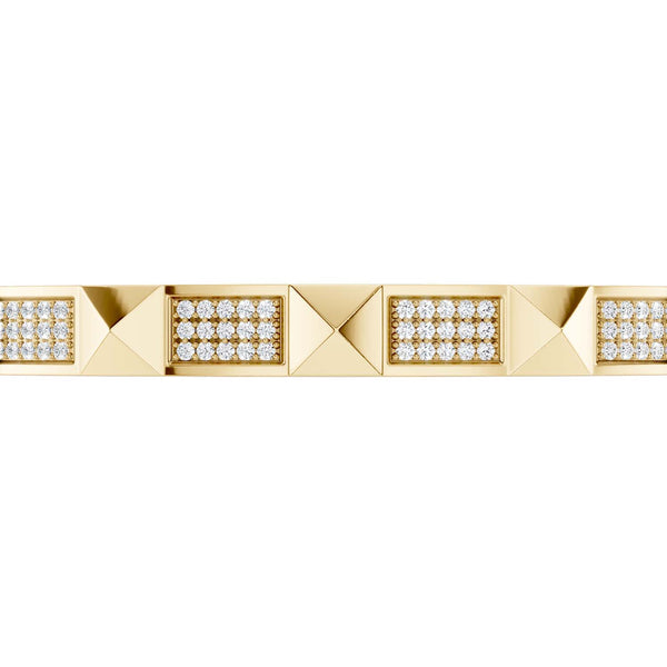 Pyramid 3-Diamond Rows Cuff Bracelet