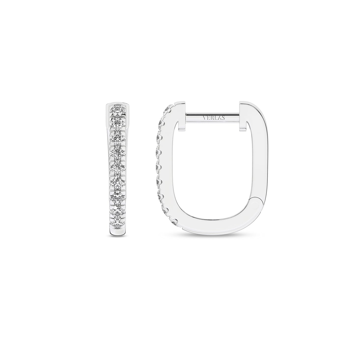 U Shape Diamond Huggie Hoops