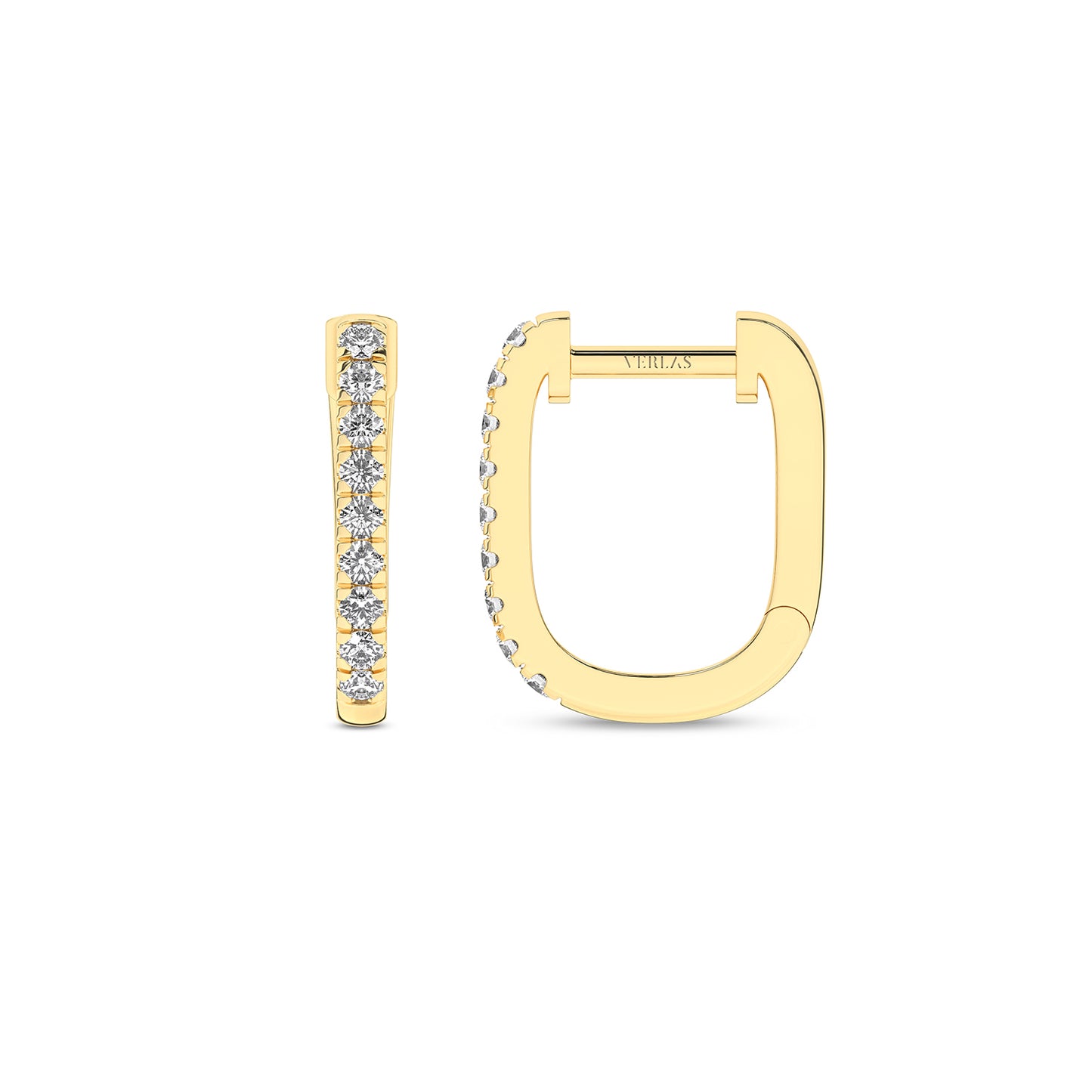 U Shape Diamond Huggie Hoops