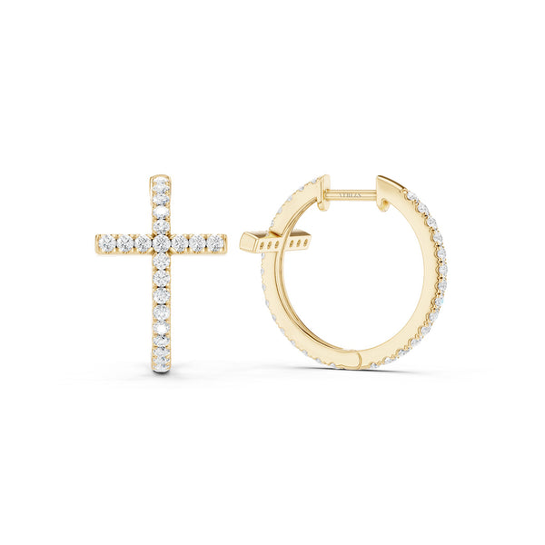 Cross Huggie Large Hoops