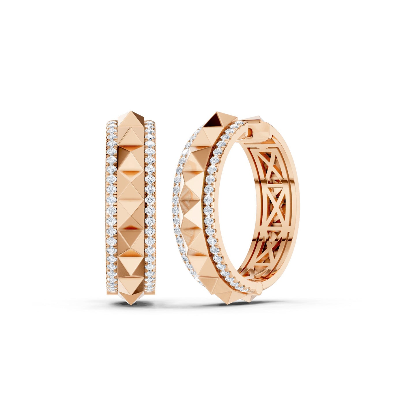 Pyramid Spiked Diamond Hoops