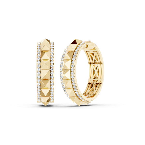 Pyramid Spiked Diamond Hoops