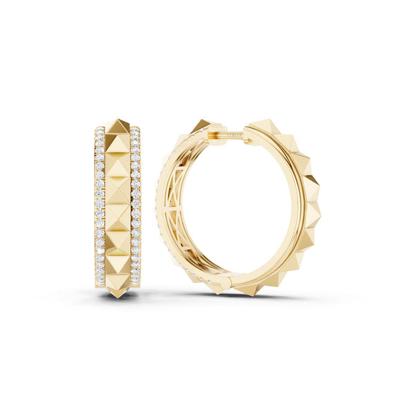 Pyramid Spiked Diamond Hoops