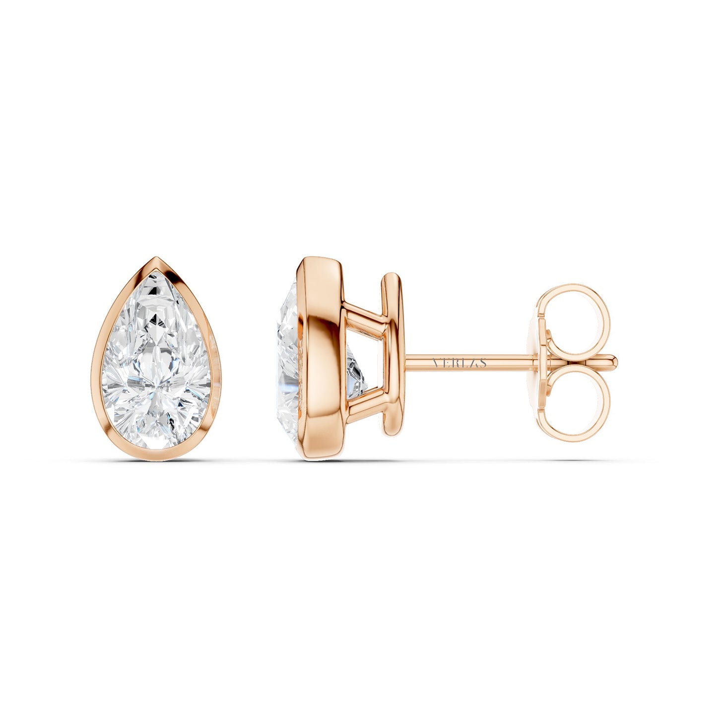 Bezel-Set Pear Studs